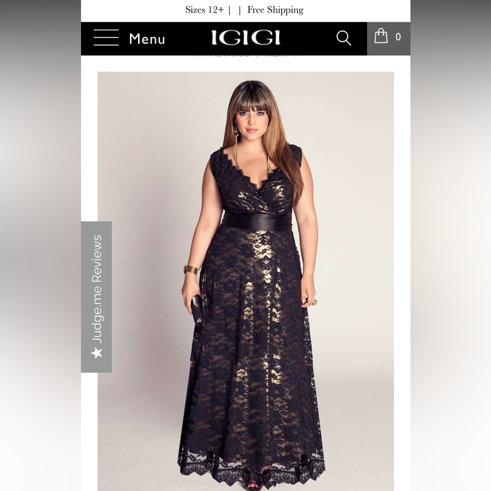 Igigi Black lace with gold underlay dress
